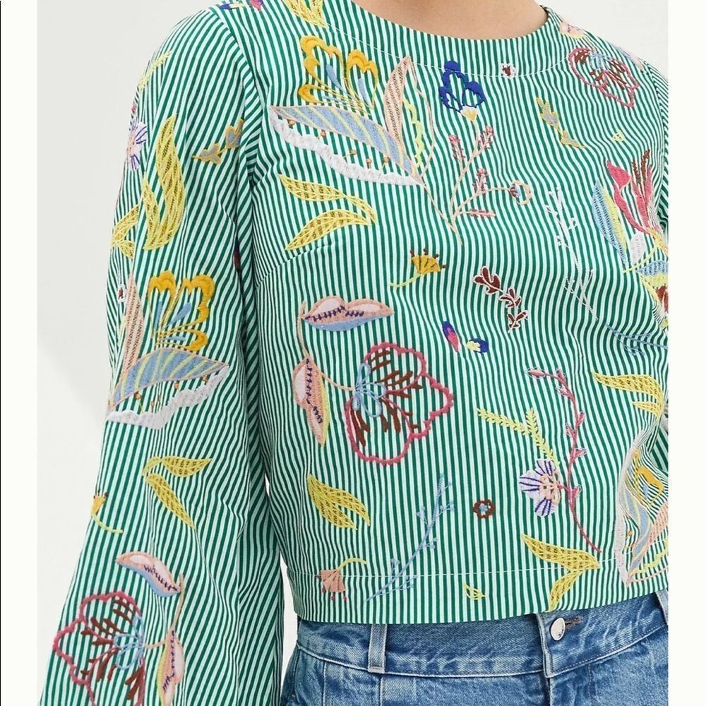 New Anthropologie Maeve Embroidered Blouse Small B-1172 - Picture 2 of 5
